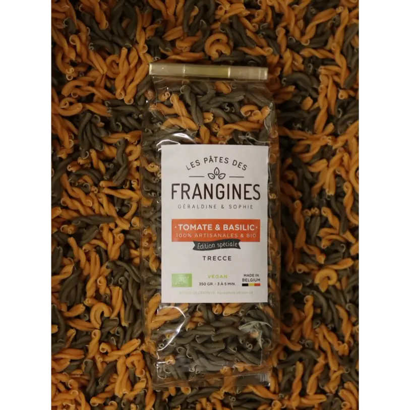 [PF/STOMBAS01] Pâtes FRANGINES - Tomate & Basilic - Trecce bicolore (Sachet 350g) 