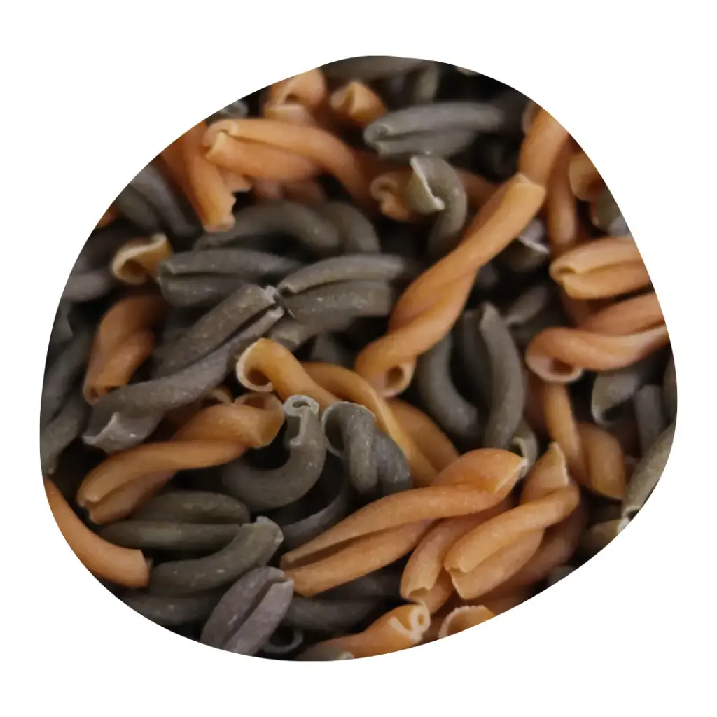 [PF/VSTOMBAS01] Pâtes FRANGINES - Tomate & Basilic - Trecce bicolore (Vrac 3kg)