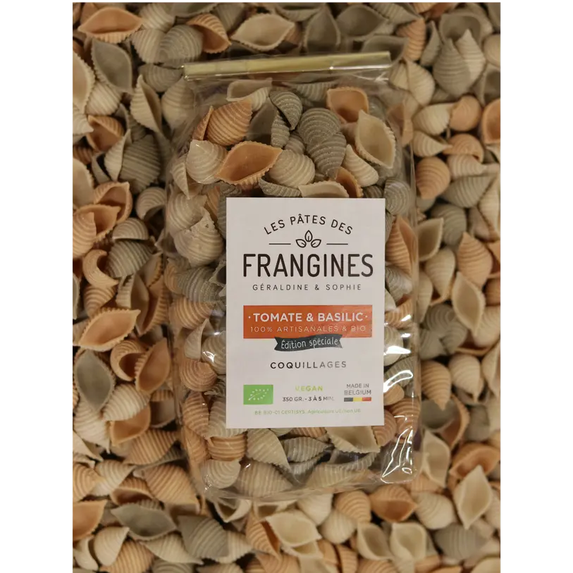 [PF/STOMBAS02] Pâtes FRANGINES Tomate & Basilic - Coquillage tricolore (Sachet 350g)